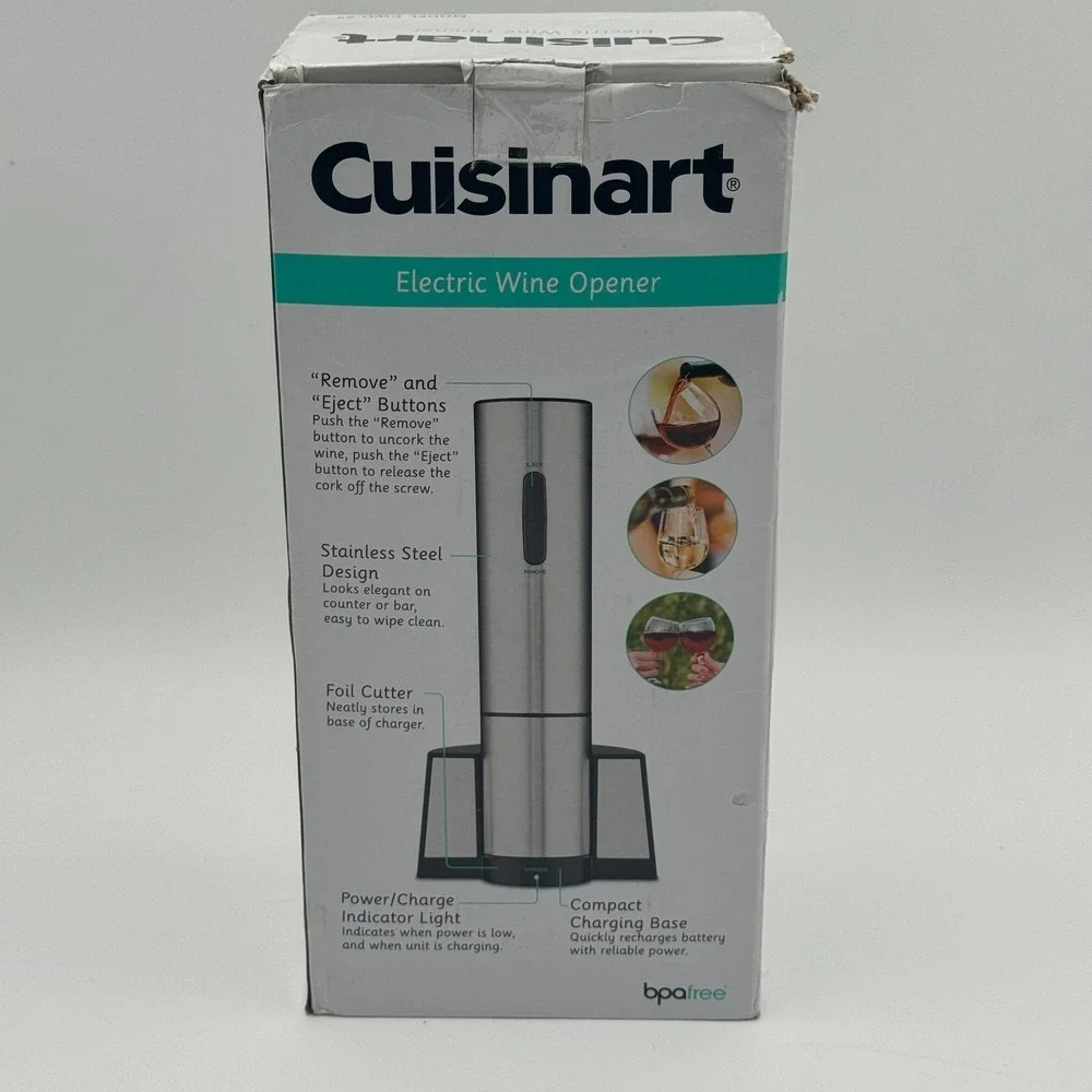Cuisinart CWO-25 Electric Wine Opener Rechargeable Cordless Black New open box